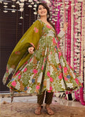 Vegaa Fashion Mehendi Muslin Printed Designer Palazzo Suit | Grocsy
