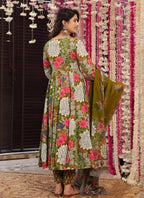 Vegaa Fashion Mehendi Muslin Printed Designer Palazzo Suit | Grocsy