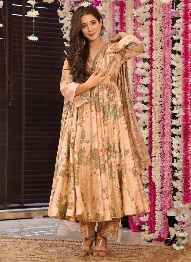 Vegaa Fashion Off White Muslin Printed Designer Palazzo Suit | Grocsy