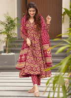 Vegaa Fashion Red Muslin Printed Designer Palazzo Suit | Grocsy