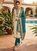Vegaa Fashion Cream Embroidered salwar suit | Grocsy