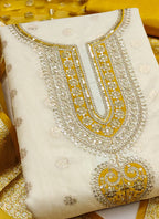Vegaa Fashion Cream Embroidered salwar suit | Grocsy