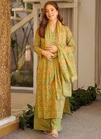 Vegaa Fashion Green Printed Cotton Salwar Suit | Grocsy