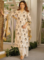 Vegaa Fashion Cream Printed Cotton Salwar Suit | Grocsy