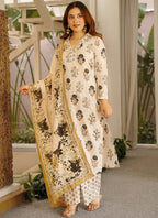 Vegaa Fashion Cream Printed Cotton Salwar Suit | Grocsy