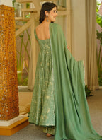 Vegaa Fashion Green Printed Muslin Salwar Suit | Grocsy