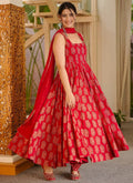 Vegaa Fashion Red Printed Muslin Salwar Suit | Grocsy