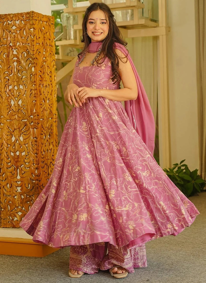 Vegaa Fashion Pink Printed Muslin Salwar Suit | Grocsy