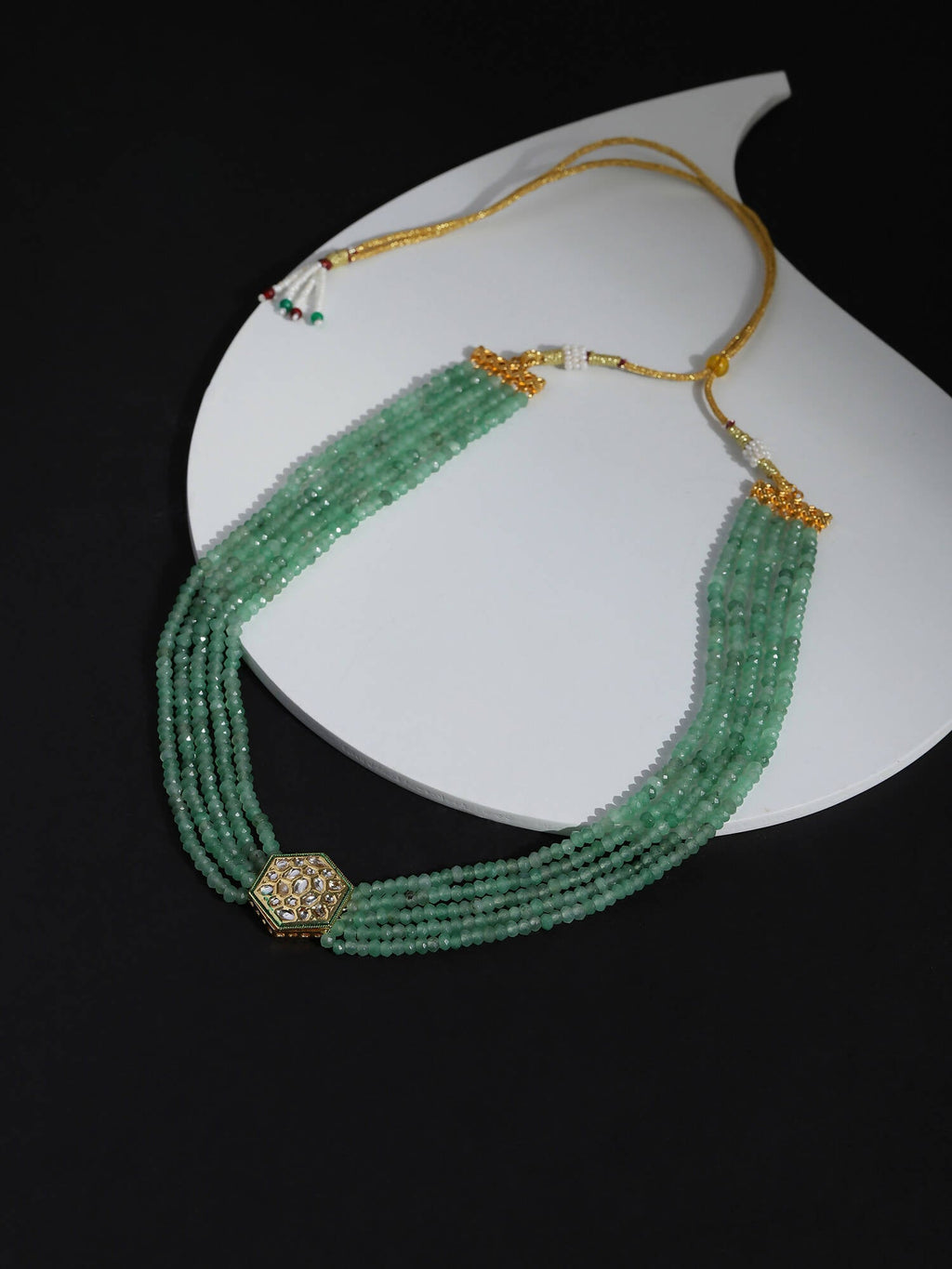 Green Gold-Toned Brass Gold-Polished Necklace - Ruby Raang | Grocsy