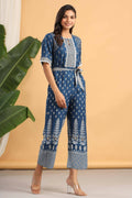Juniper Women Indigo Rayon Printed Straight Jumpsuit | Grocsy