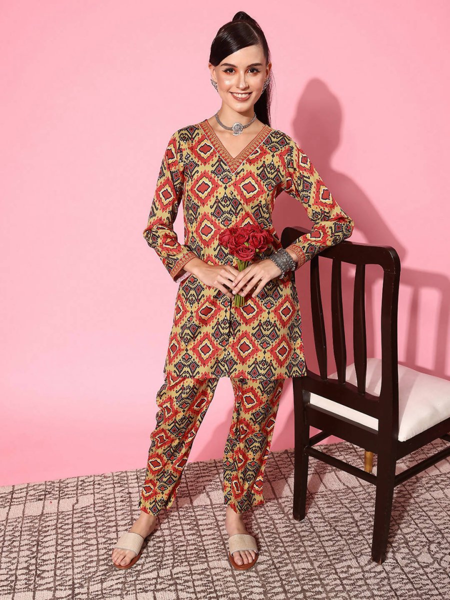 Ahalyaa Women's Traditional Wear Co-ods - Mustard | Grocsy