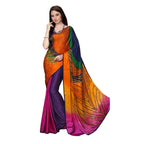 Vamika Multi Color Desinger China Chifon With Piping And Lace Saree | Grocsy