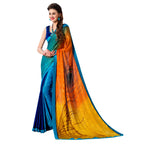 Vamika Multi Color Desinger China Chifon With Piping And Lace Saree | Grocsy