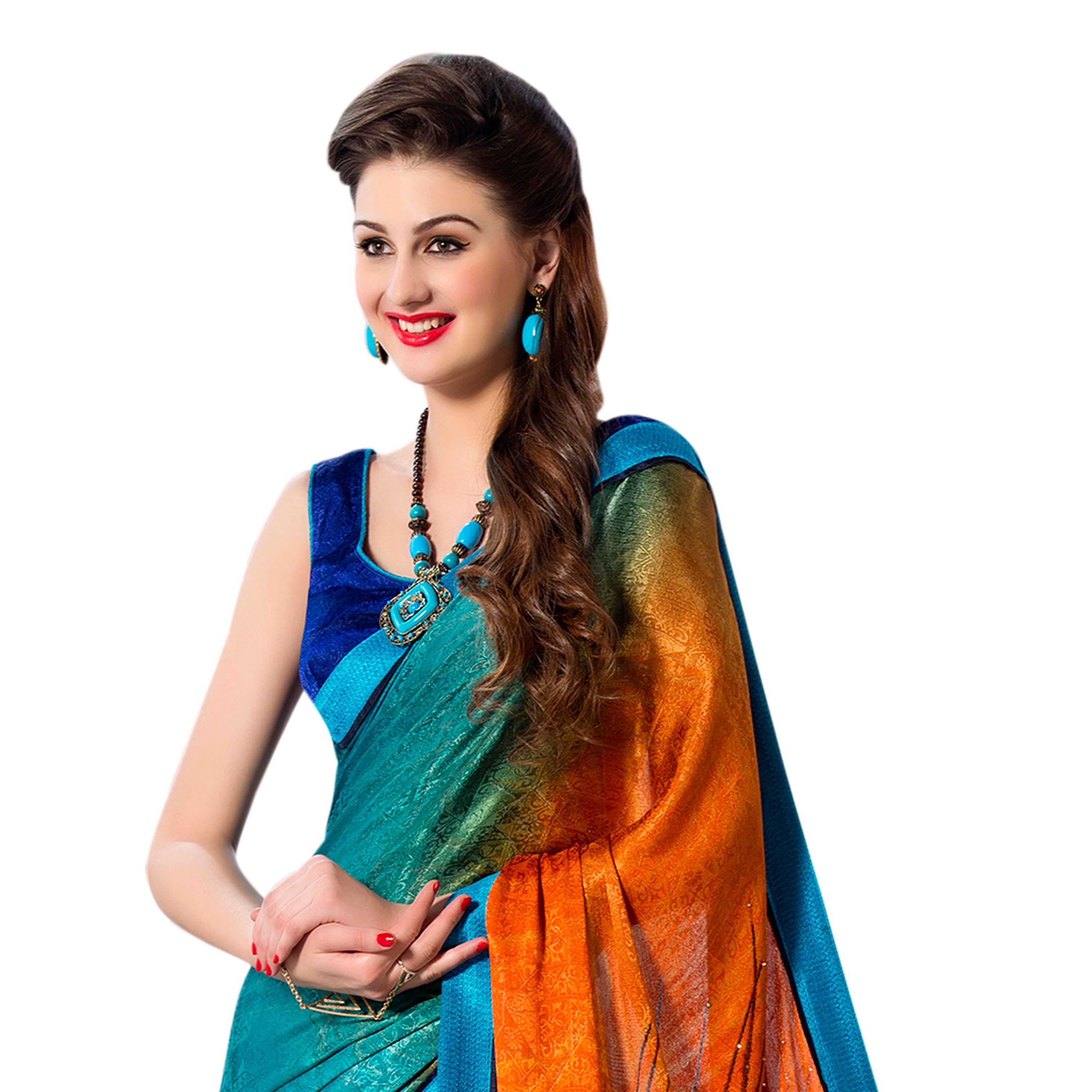 Vamika Multi Color Desinger China Chifon With Piping And Lace Saree | Grocsy