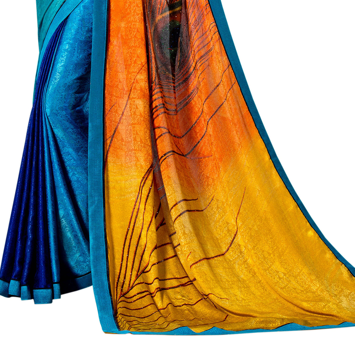 Vamika Multi Color Desinger China Chifon With Piping And Lace Saree | Grocsy