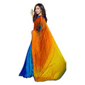 Vamika Blue & Yellow Desinger China Chifon With Piping And Lace Saree | Grocsy