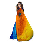 Vamika Blue & Yellow Desinger China Chifon With Piping And Lace Saree | Grocsy