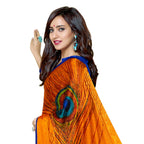 Vamika Blue & Yellow Desinger China Chifon With Piping And Lace Saree | Grocsy