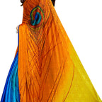 Vamika Blue & Yellow Desinger China Chifon With Piping And Lace Saree | Grocsy