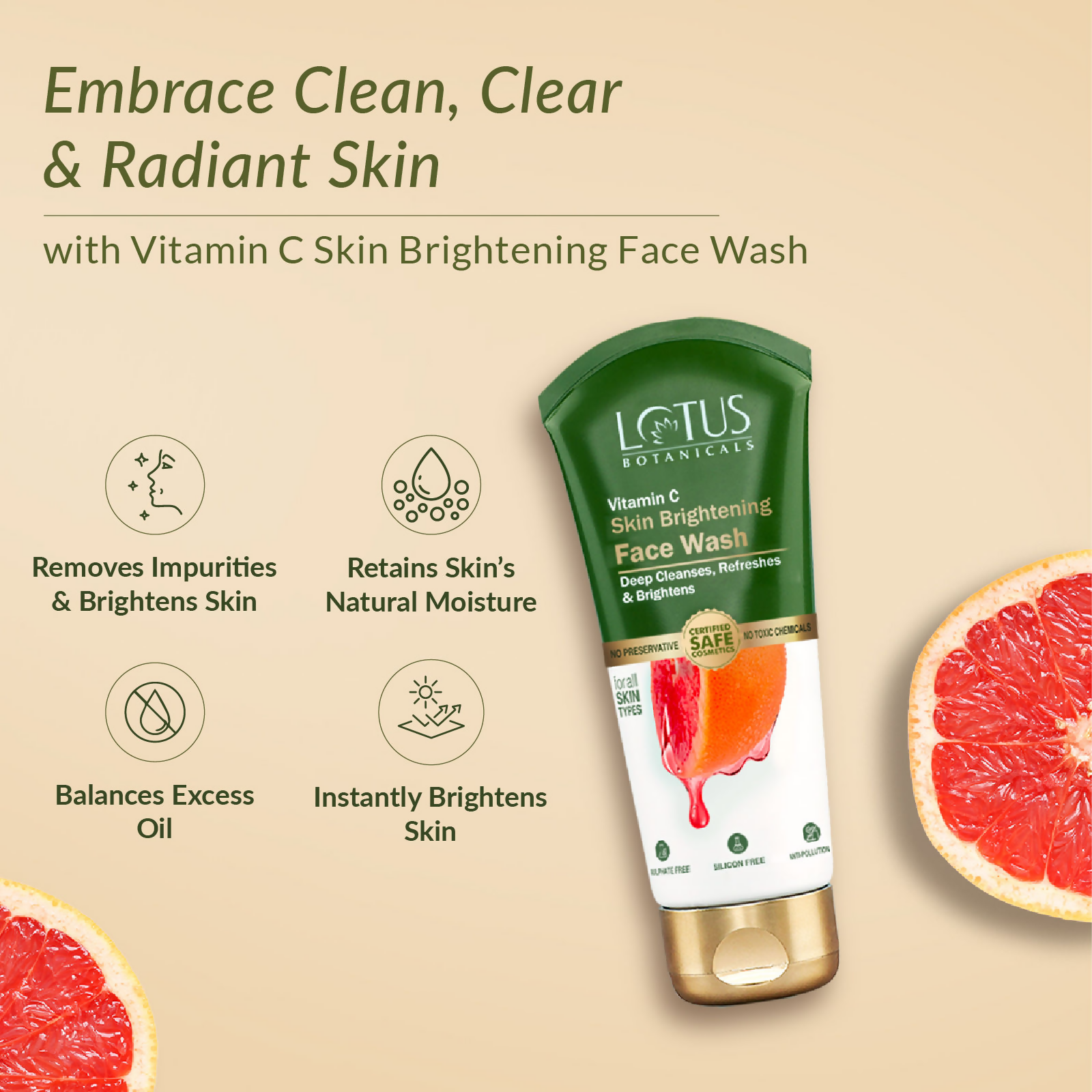 Lotus Botanicals Vitamin C Skin Brightening Face Wash | Grocsy