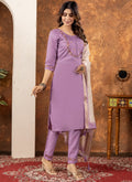 Prazu Fashion Lavender Marina Silk Thread Embroidered Kurta Set | Grocsy