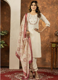 Prazu Fashion Off White Marina Silk Thread Embroidered Kurta Set | Grocsy