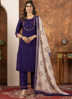 Prazu Fashion Purple Marina Silk Thread Embroidered Kurta Set | Grocsy