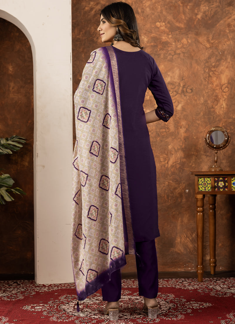 Prazu Fashion Wine Marina Silk Thread Embroidered Kurta Set | Grocsy
