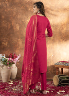 Prazu Fashion Pink Marina Silk Thread Embroidered Kurta Set | Grocsy