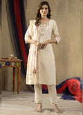 Prazu Fashion Off White Shimmer Gold Silk Thread Embroidered Designer Kurta Set | Grocsy