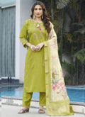 Prazu Fashion Parrot Green Viscose Silk Thread Embroidered Designer Kurta Set | Grocsy