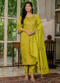Prazu Fashion Mustard Marina Silk Thread Embroidered Designer Kurta Set | Grocsy