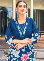 Prazu Fashion Blue Pure Cotton Stylish Prints Co-Ords Set | Grocsy