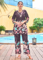 Prazu Fashion Coffee Pure Cotton Stylish Prints Co-Ords Set | Grocsy