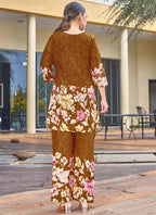 Prazu Fashion Mustard Pure Cotton Stylish Prints Co-Ords Set | Grocsy