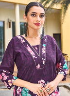 Prazu Fashion Purple Pure Cotton Stylish Prints Co-Ords Set | Grocsy