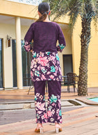 Prazu Fashion Purple Pure Cotton Stylish Prints Co-Ords Set | Grocsy