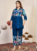 Prazu Fashion Blue Pure Cotton Stylish Prints Co-Ords Set | Grocsy