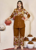 Prazu Fashion Mustard Pure Cotton Stylish Prints Co-Ords Set | Grocsy