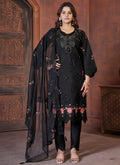 Prazu Fashion Black Viscose Roman Silk Embroidered Sequence Work Kurta Set | Grocsy