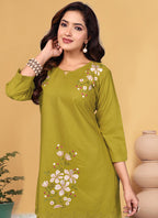 Prazu Fashion Mustard Rayon Embroidery Thread Work Co-Ords Set | Grocsy
