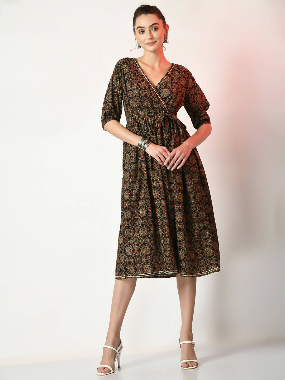 Myshka Women's Multi Empire Printed Dress | Grocsy