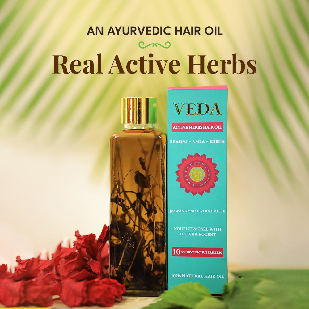 Veda Ayurvedic Cold Pressed Hair Oil - Ayurvedic Jadi Butis Infused Oil | Grocsy