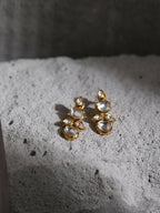 White Gold-Toned Contemporary Gold-Polished Drops Earrings - Ruby Raang | Grocsy