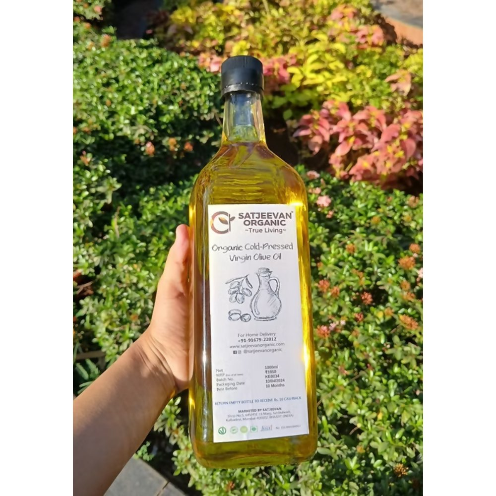 Satjeevan Organic Cold-Pressed Virgin Olive Oil | Grocsy