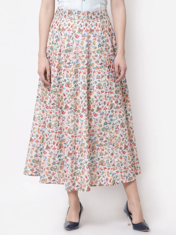 Myshka Multicolor Cotton blend Printed Skirt | Grocsy