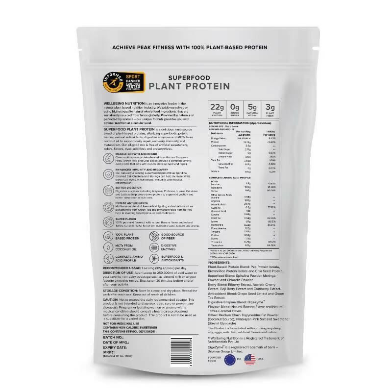 Wellbeing Nutrition Superfood Plant Protein Isolate - British Banoffee Pie | Grocsy