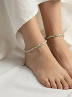 NVR Women Silver Plated Multicolour Artificial Beads Anklet | Grocsy