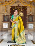 Mameraa Sarees Parrot Green Faux Banarasi Silk Saree With Paithani Rich Weaved Pallu And Blouse-Parrot_Green | Grocsy