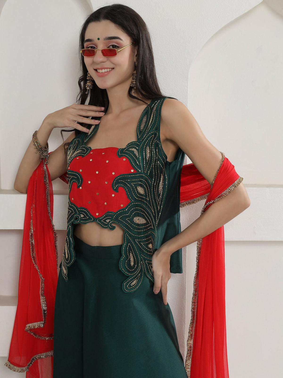 Joban Fashion Green Lehnga Top And Dupatta Set | Grocsy